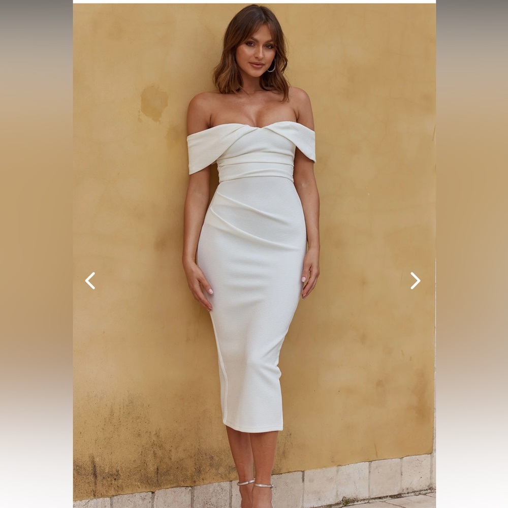 Selfie Leslie Lilliane Off-shoulder midi dress white L
